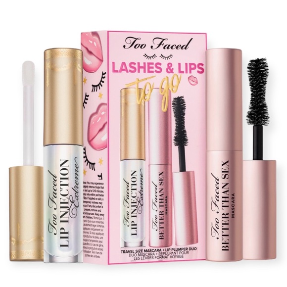 TOO FACED Lash Lip To Go Set Better Than Sex Mascara Lip Injection Extreme Gloss - Picture 6 of 6
